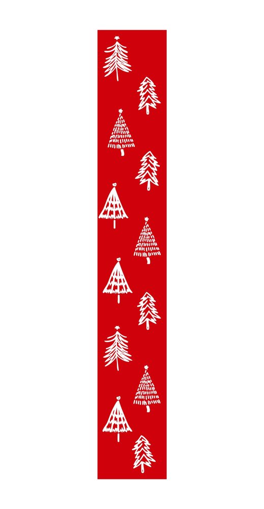 59" Red And White Solid Wood Christmas Christmas Trees Porch Sign