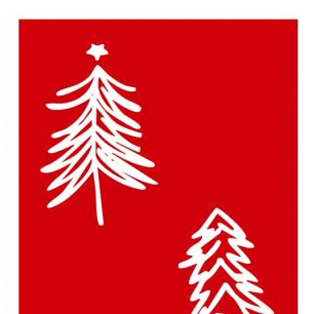 59" Red And White Solid Wood Christmas Christmas Trees Porch Sign