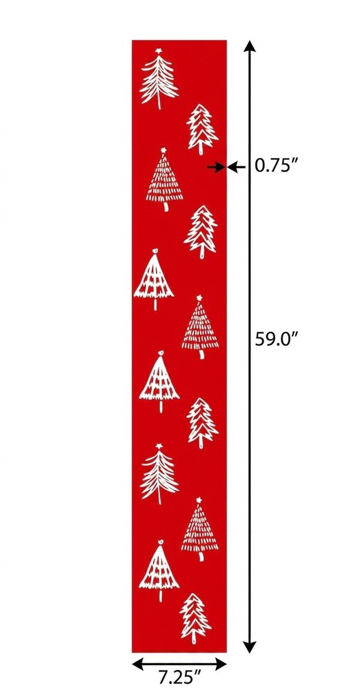 59" Red And White Solid Wood Christmas Christmas Trees Porch Sign