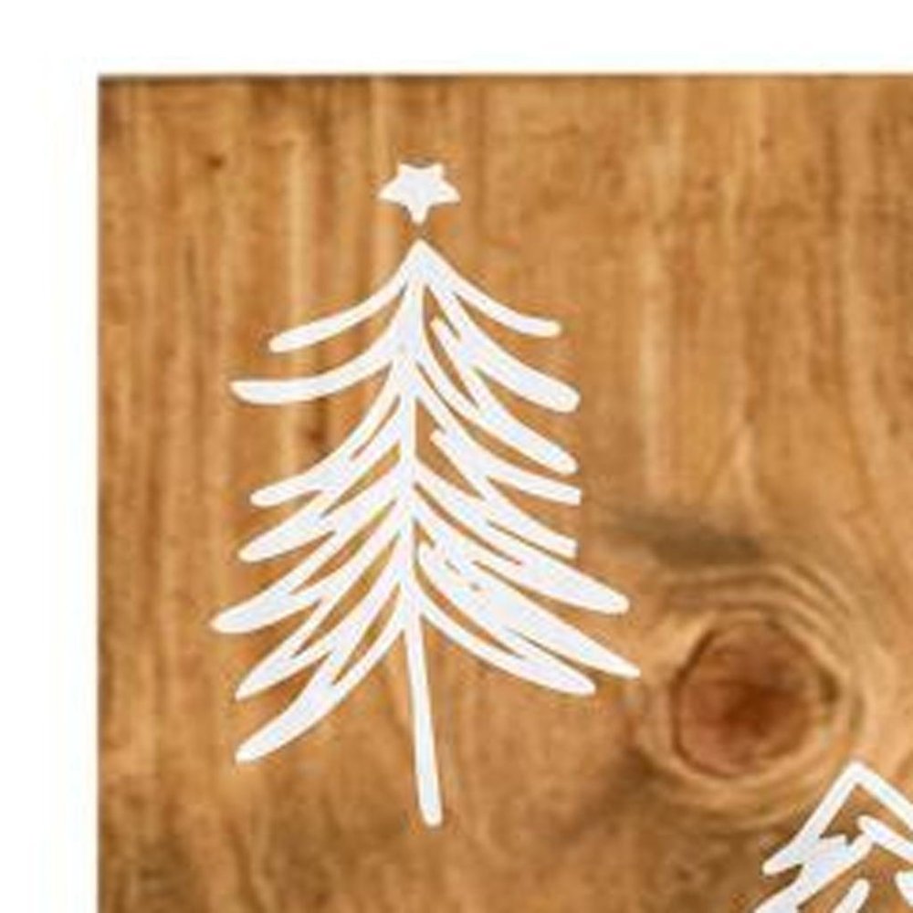 59" Natural And White Solid Wood Christmas Christmas Trees Porch Sign