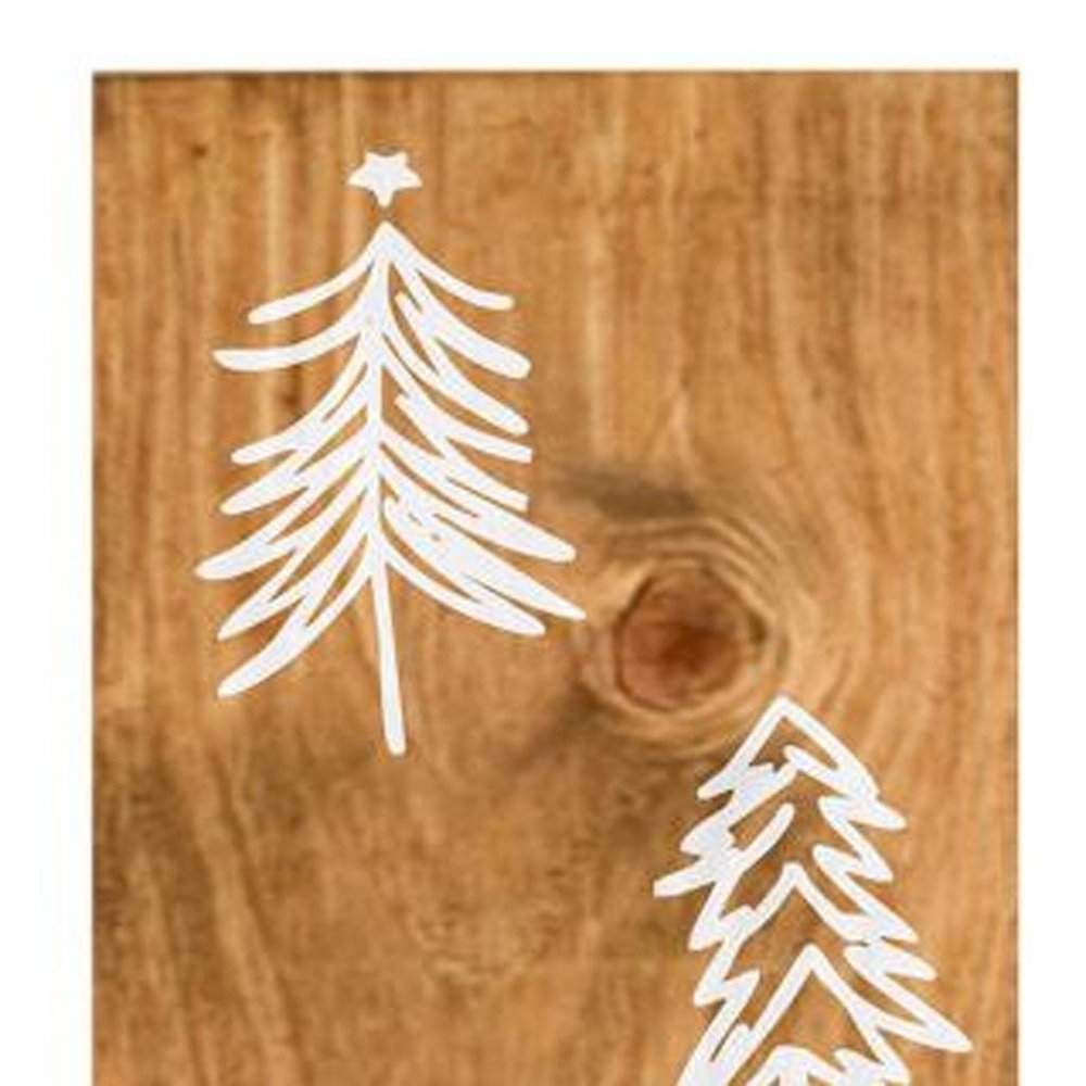 59" Natural And White Solid Wood Christmas Christmas Trees Porch Sign
