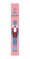 59" Blue And Pink Solid Wood Tis The Season Christmas Nutcracker Porch Sign. Outdoor accessories-decor-garden-game isolated on a plain white background, showing a blue wood surface.