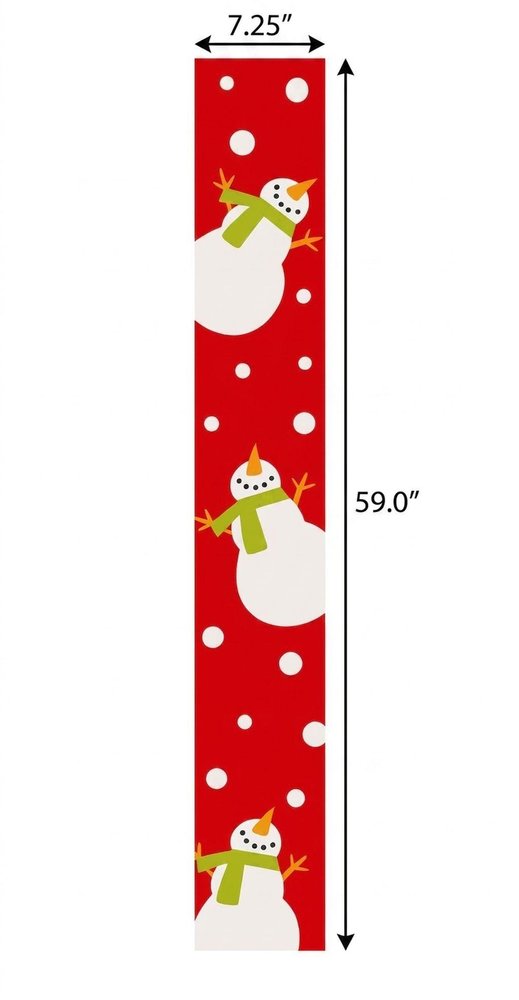 59" Red And White Solid Wood Snowman Porch Sign