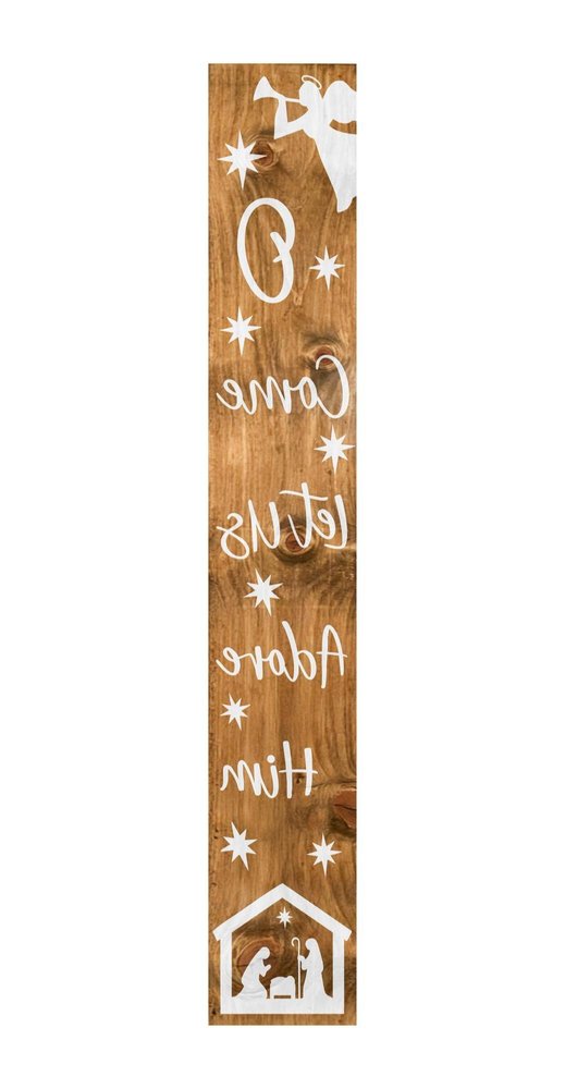 59" Natural And White Solid Wood Christmas Nativity Porch Sign. Outdoor accessories-decor-garden-game isolated on a plain white background, in a white wood finish.