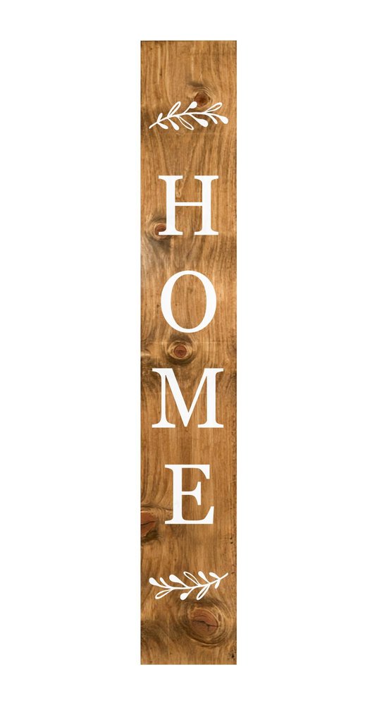 59" Natural And White Solid Wood Home Porch Sign