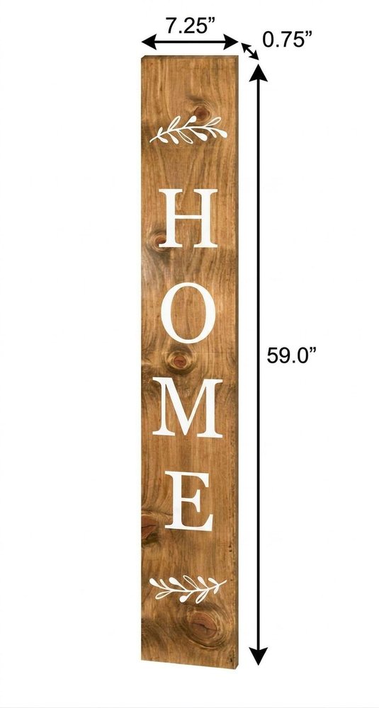 59" Natural And White Solid Wood Home Porch Sign