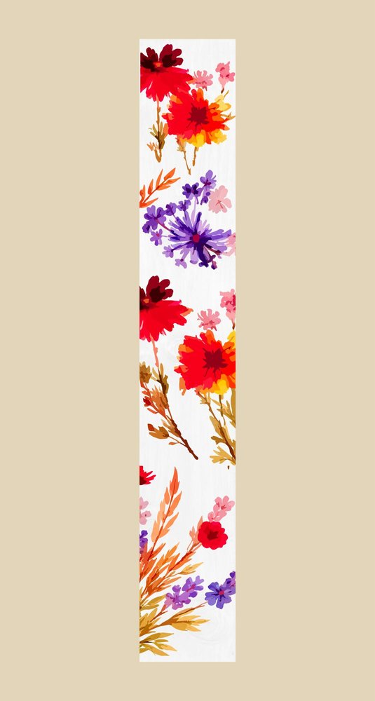47" White Red And Purple Solid Wood Floral Bouquet Porch Sign
