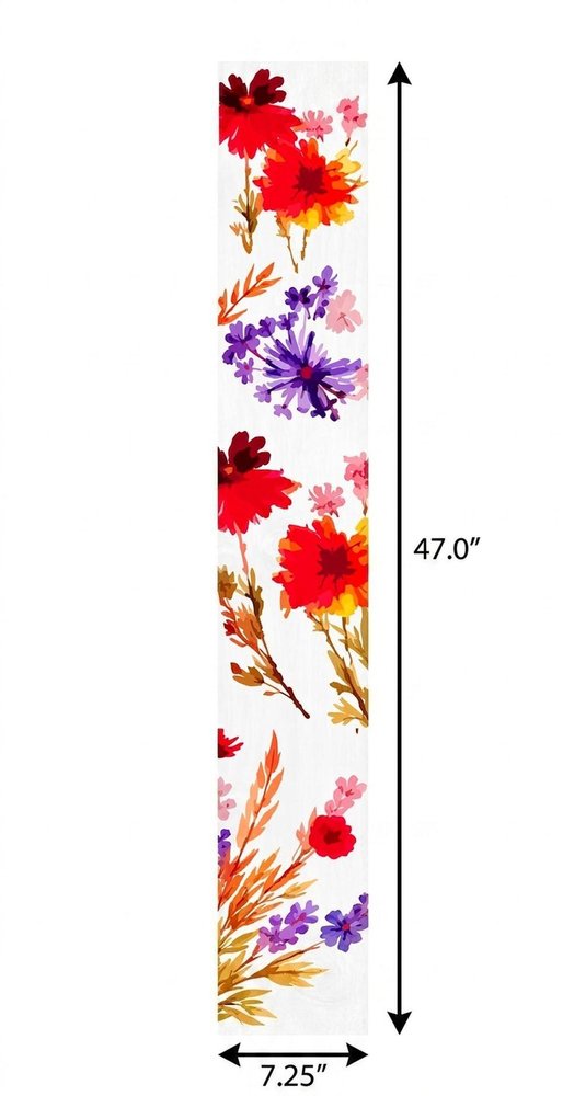 47" White Red And Purple Solid Wood Floral Bouquet Porch Sign