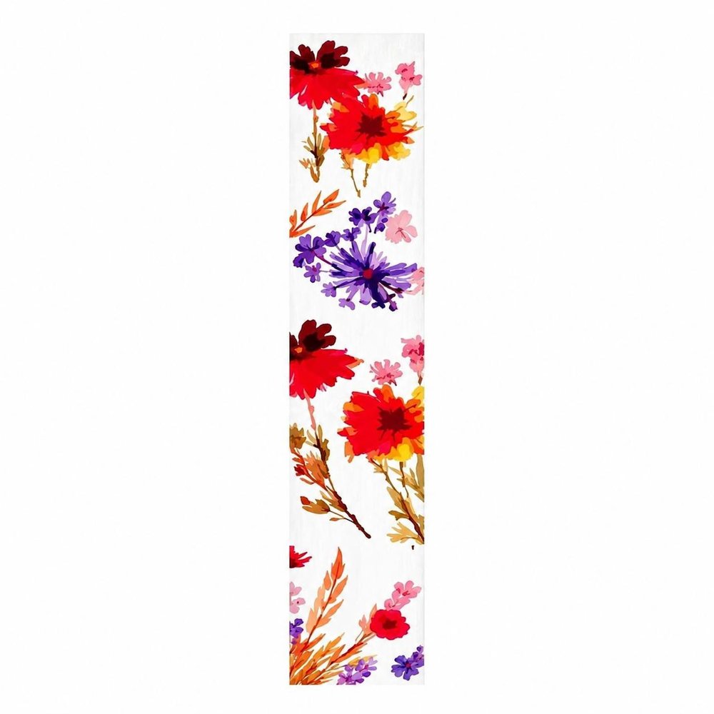 47" White Red And Purple Solid Wood Floral Bouquet Porch Sign. Outdoor accessories-decor-garden-game isolated on a plain white background, showing a red wood surface.