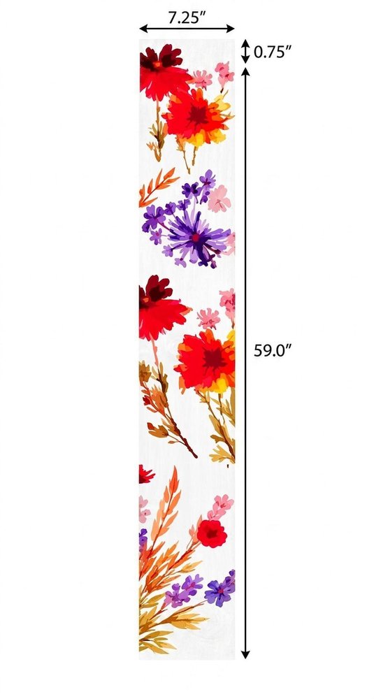 47" White Red And Purple Solid Wood Floral Bouquet Porch Sign. Outdoor accessories-decor-garden-game isolated on a plain white background, finished in white wood.