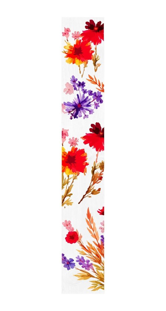 47" White Red And Purple Solid Wood Floral Bouquet Porch Sign. Outdoor accessories-decor-garden-game isolated on a plain white background, finished in white wood.