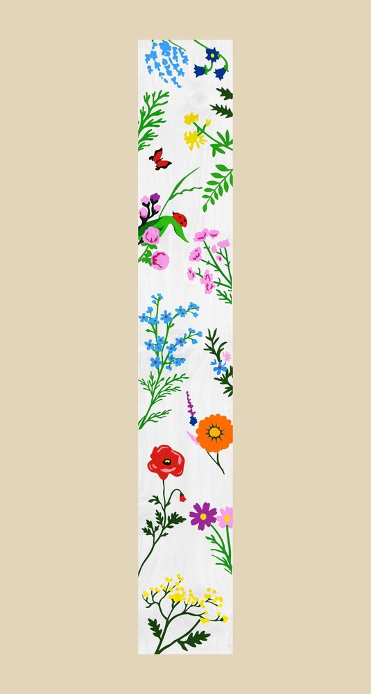 47" White Blue And Green Solid Wood Floral Bouquet Porch Sign