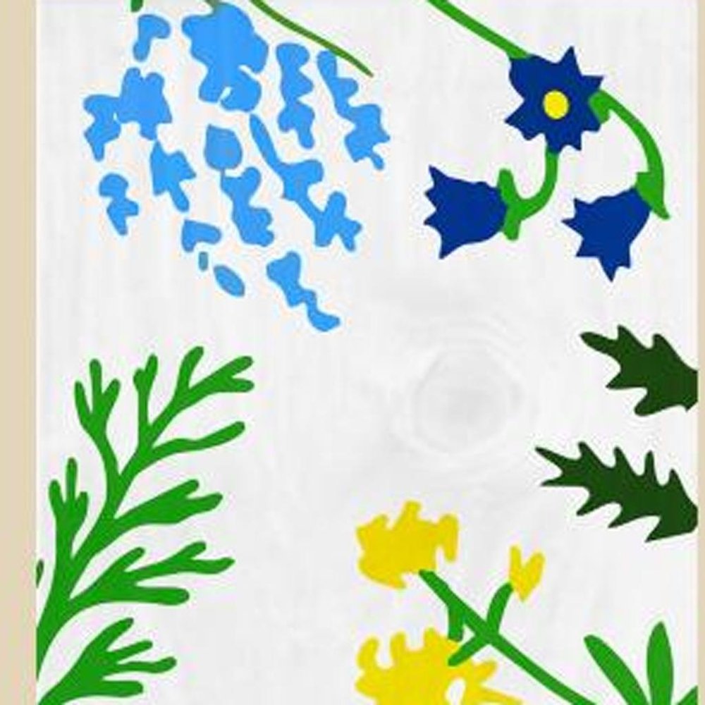 47" White Blue And Green Solid Wood Floral Bouquet Porch Sign