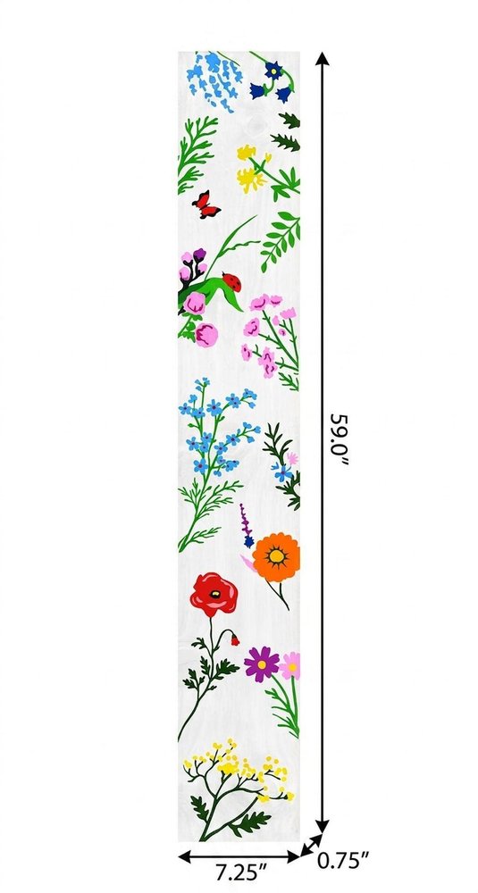 47" White Blue And Green Solid Wood Floral Bouquet Porch Sign. Outdoor accessories-decor-garden-game isolated on a plain white background, in a white wood finish.