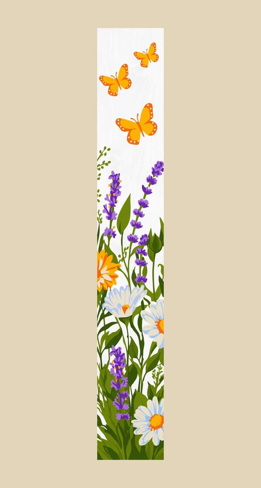 47" White Green And Yellow Solid Wood Daisies Porch Sign