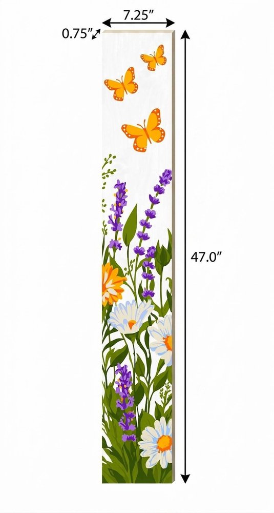 47" White Green And Yellow Solid Wood Daisies Porch Sign