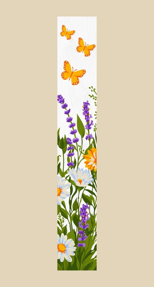 47" White Green And Yellow Solid Wood Daisies Porch Sign. Outdoor accessories-decor-garden-game in white wood.