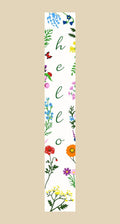 47" Green And White Solid Wood Floral Bouquet Hello Porch Sign. Outdoor accessories-decor-garden-game in white wood.