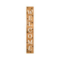 59" Black Natural And White Solid Wood Welcome Porch Sign - SKU 748965. Outdoor accessories-decor-garden-game isolated on a plain white background, in a white wood finish.