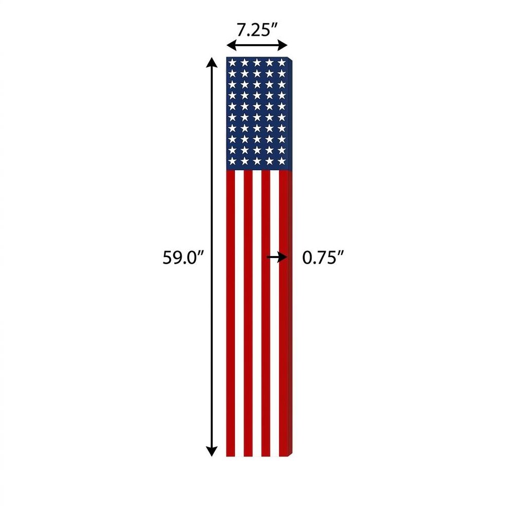 59" Red White And Blue Stars And Stripes Solid Wood Porch Sign