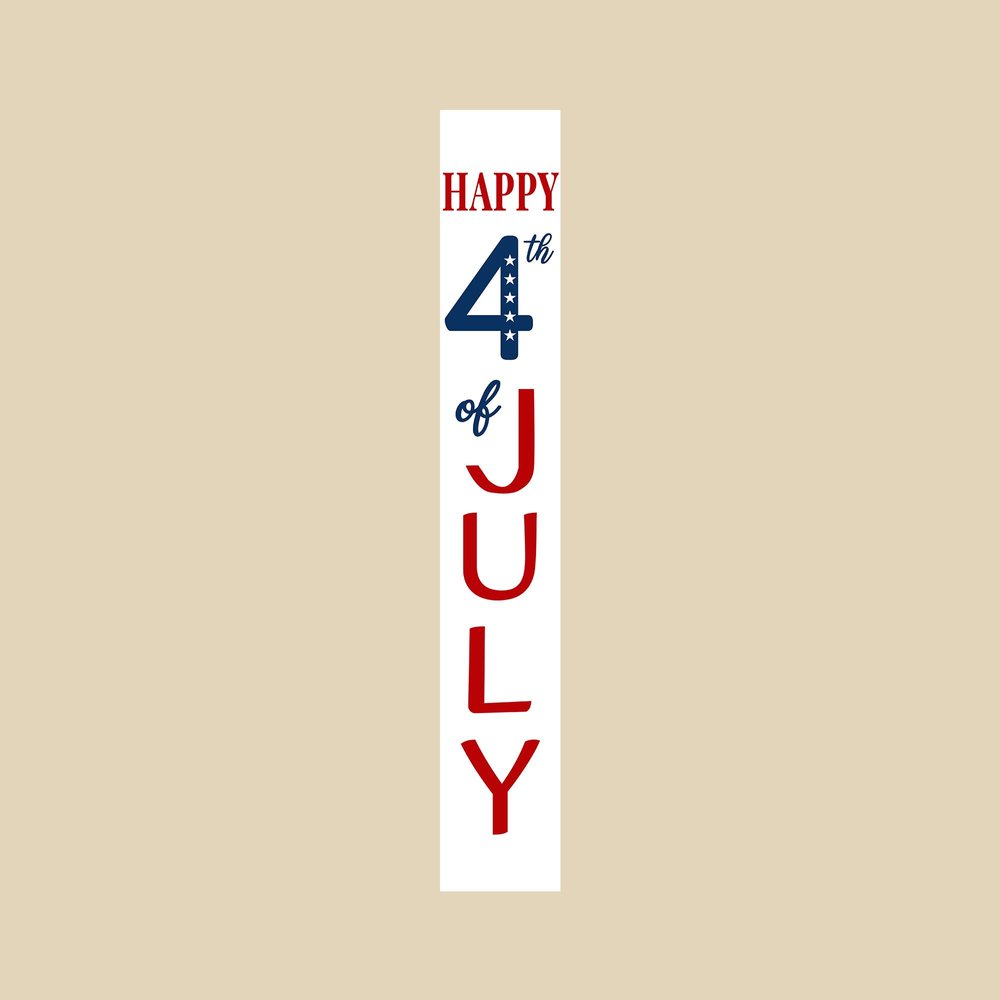 59" Red White And Blue Solid Wood Happy July 4th Porch Sign