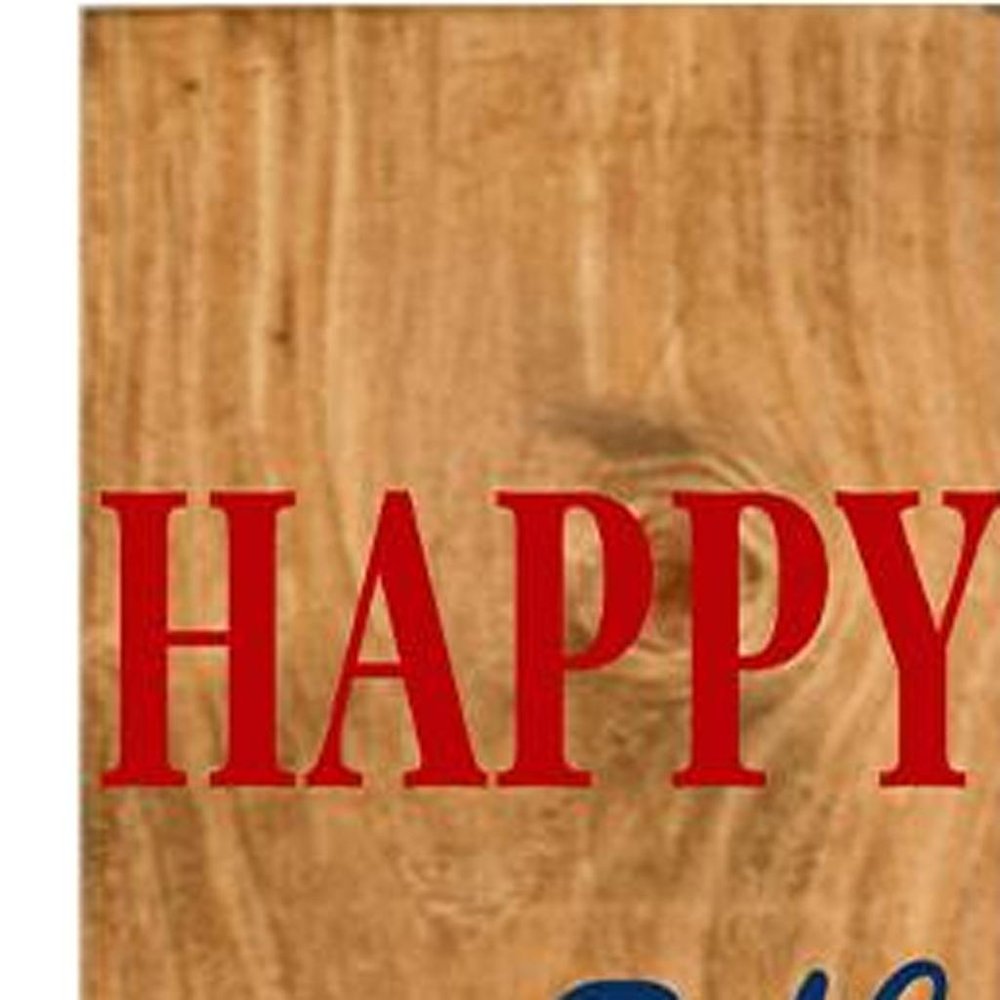 59" Natural Red White And Blue Solid Wood Happy July 4th Porch Sign