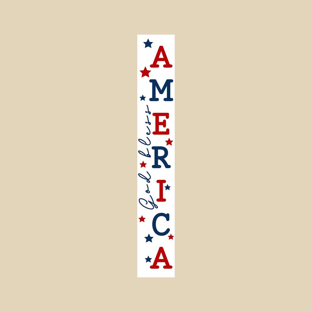59" Red White And Blue Solid Wood God Bless America Porch Sign