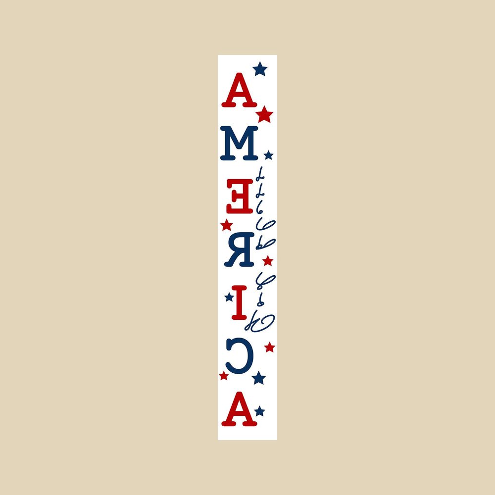 59" Red White And Blue Solid Wood God Bless America Porch Sign