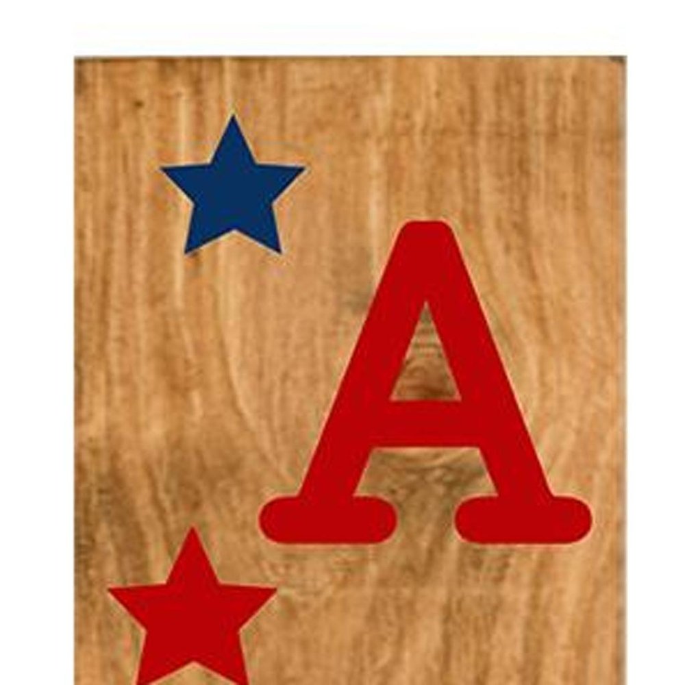 59" Natural Red And Blue Solid Wood God Bless America Porch Sign