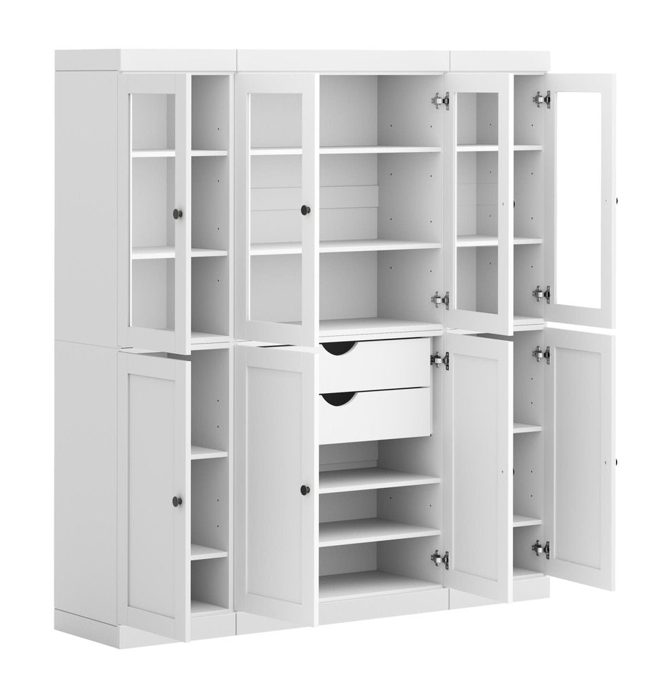 72" White Solid Wood 8 Two Drawer Pantry Or Storage Closet