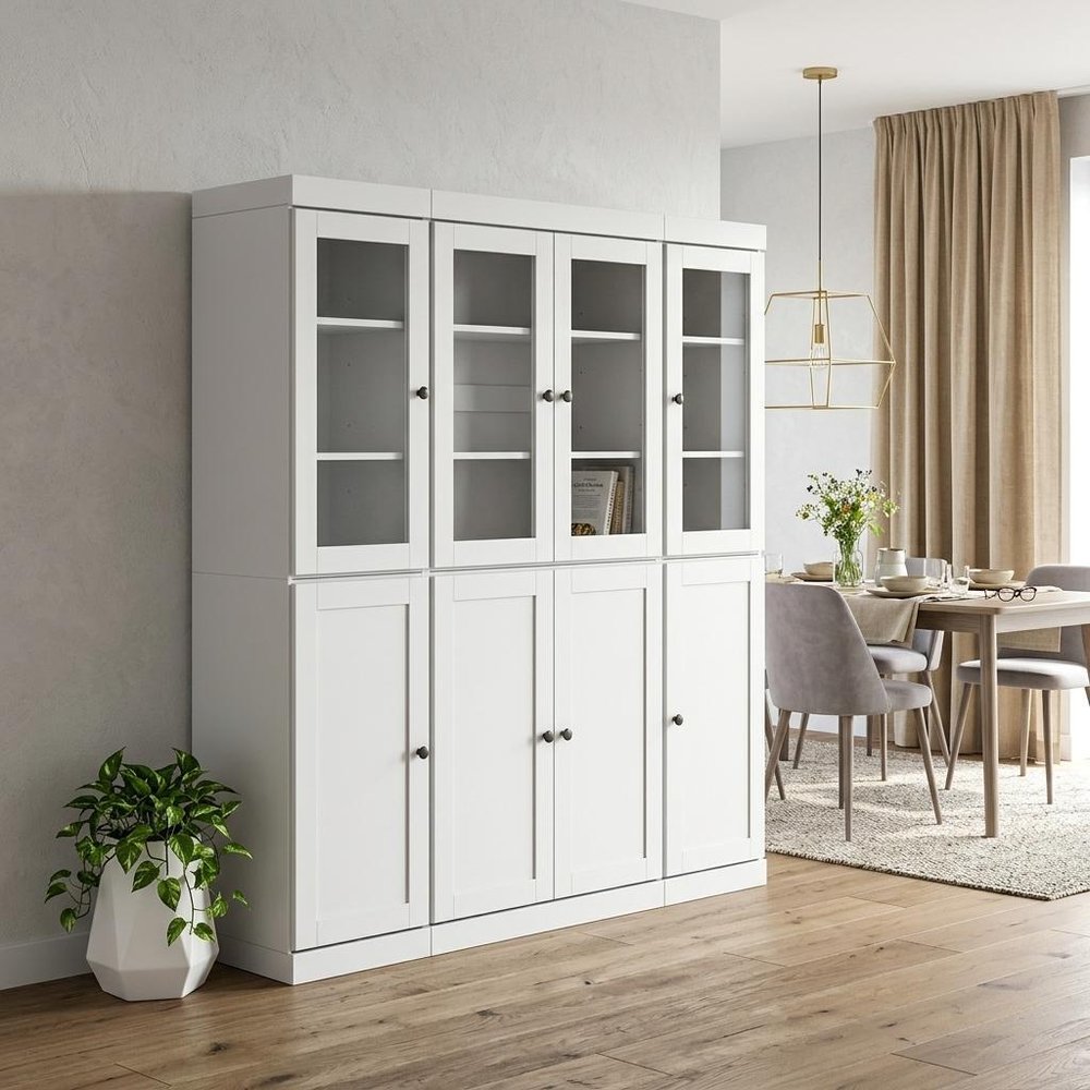 72" White Solid Wood 8 Two Drawer Pantry Or Storage Closet in a home interior