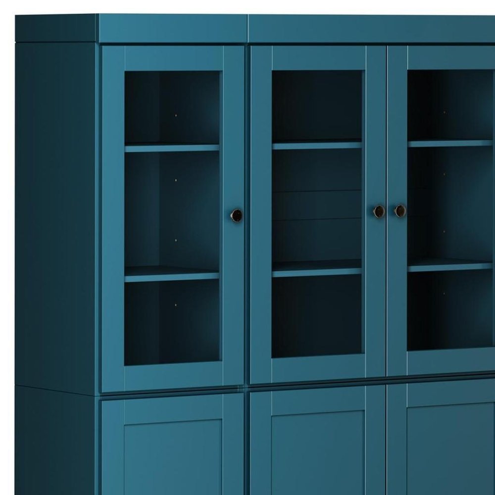 72" Teal Blue Solid Wood 8 Two Drawer Pantry Or Storage Closet