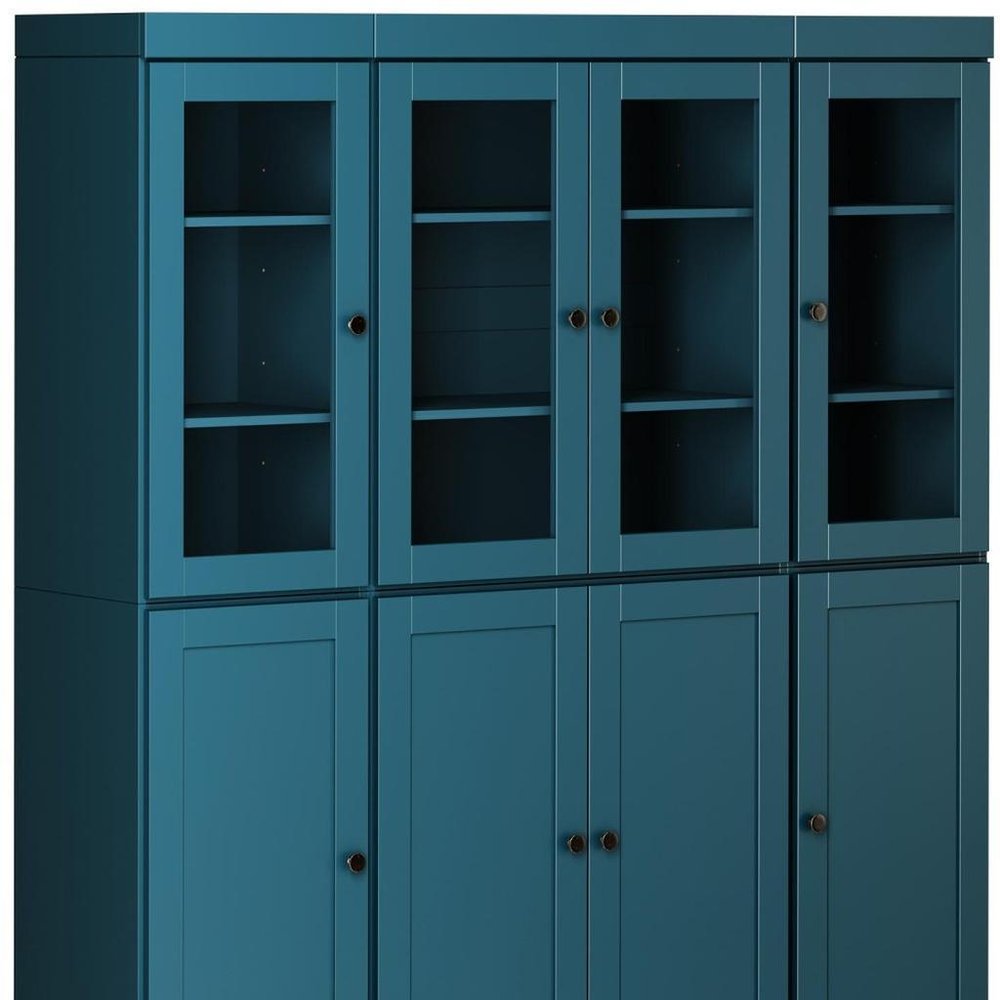 72" Teal Blue Solid Wood 8 Two Drawer Pantry Or Storage Closet