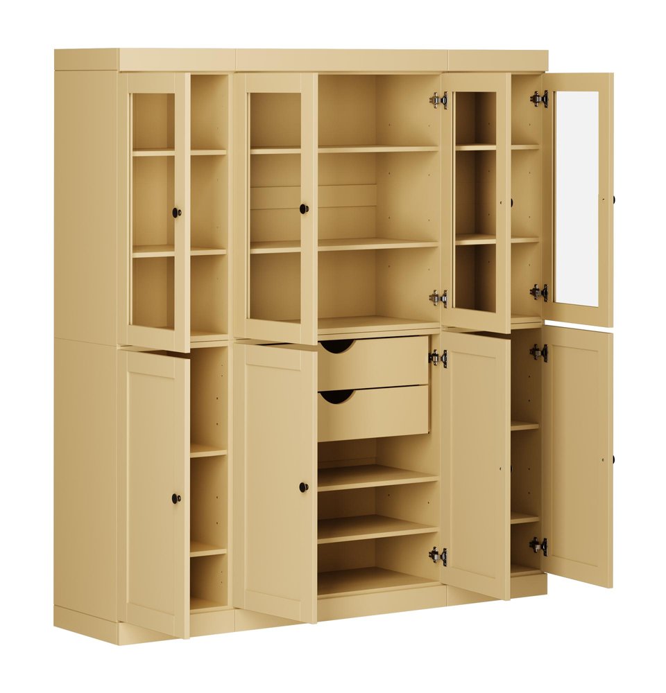 72" Yellow Solid Wood 8 Two Drawer Pantry Or Storage Closet - SKU 748987