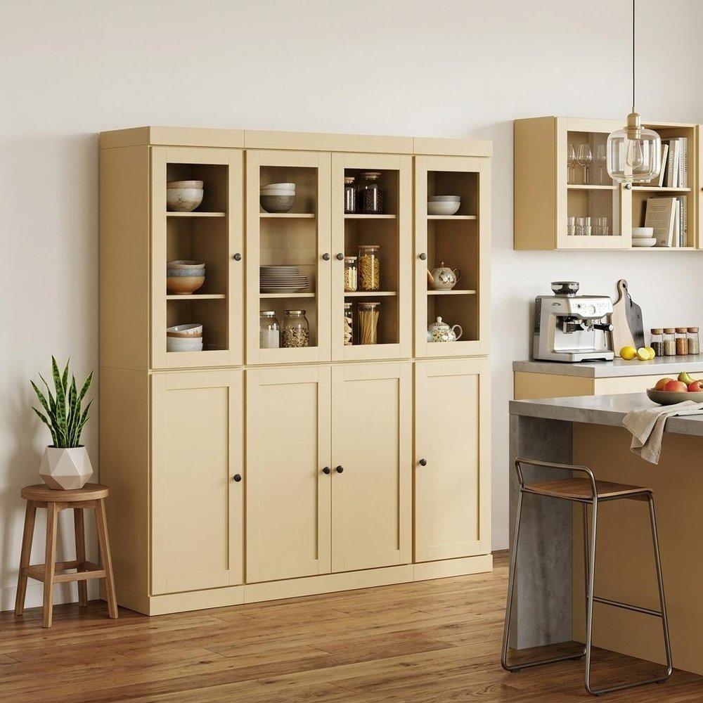 72" Yellow Solid Wood 8 Two Drawer Pantry Or Storage Closet - SKU 748987