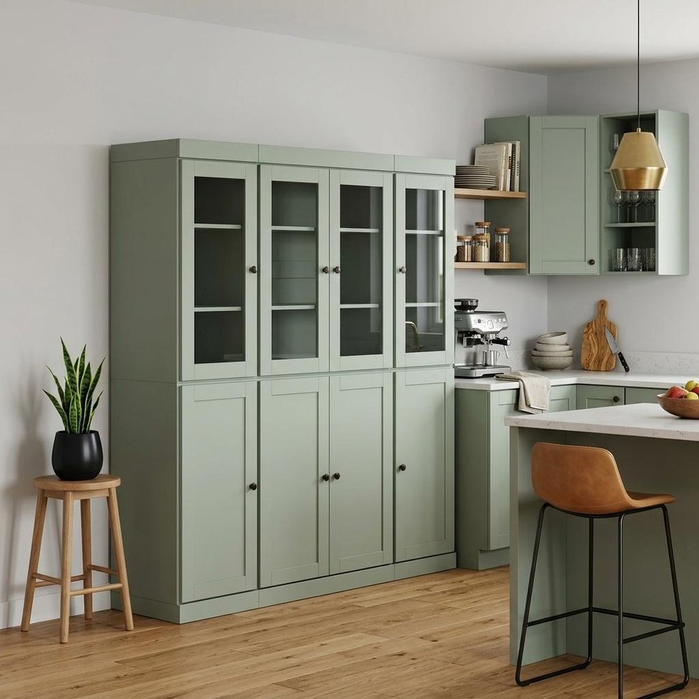 72" Sage Solid Wood 8 Two Drawer Pantry Or Storage Closet