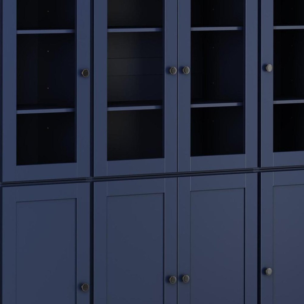 72" Navy Blue Solid Wood 8 Two Drawer Pantry Or Storage Closet