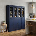 72" Navy Blue Solid Wood 8 Two Drawer Pantry Or Storage Closet