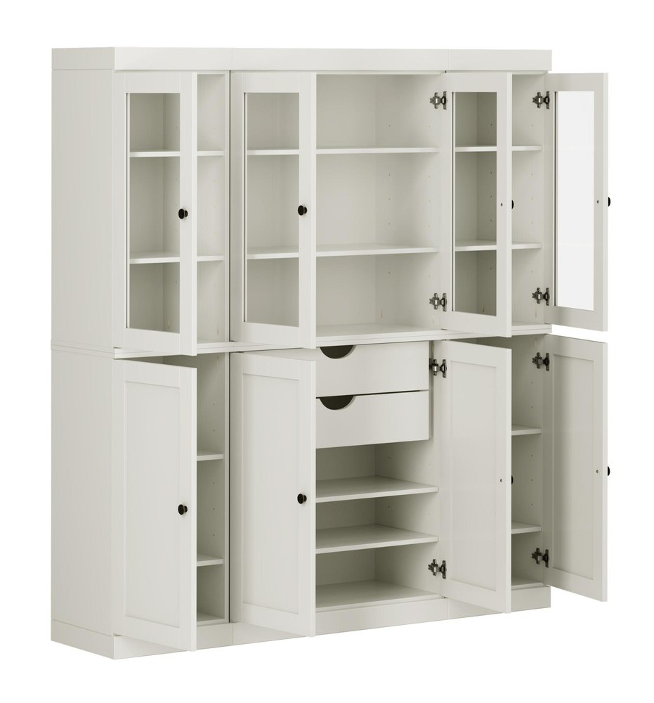72" Off White Solid Wood 8 Two Drawer Pantry Or Storage Closet