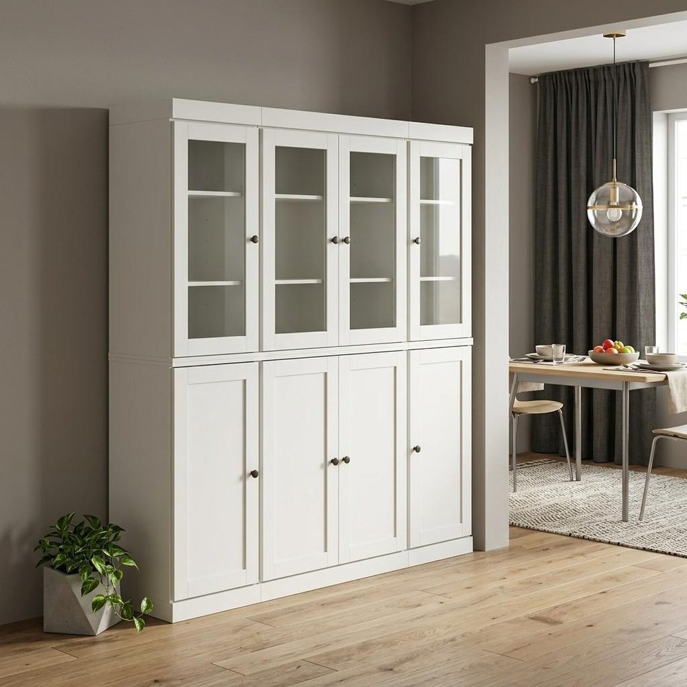 72" Off White Solid Wood 8 Two Drawer Pantry Or Storage Closet