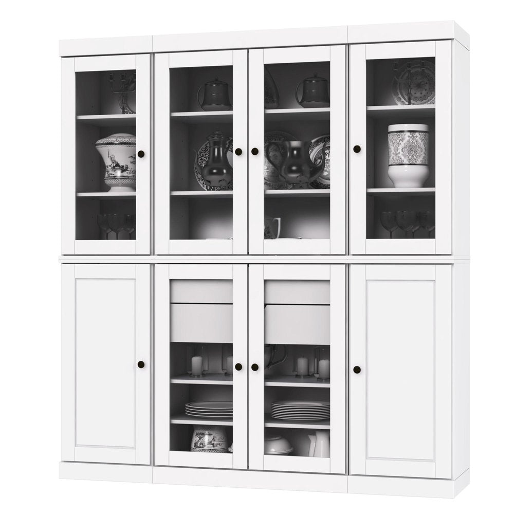 72" White Solid Wood 8 Two Drawer Pantry Or Storage Closet