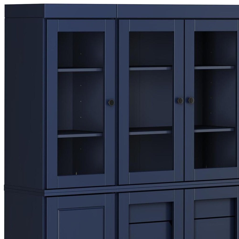 72" Navy Blue Solid Wood 8 Two Drawer Pantry Or Storage Closet