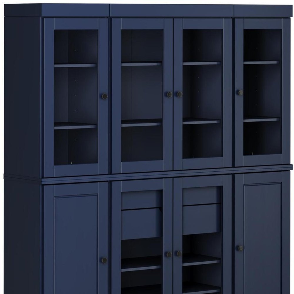 72" Navy Blue Solid Wood 8 Two Drawer Pantry Or Storage Closet