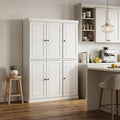 72" White Solid Wood Six Door Two Drawer Pantry Or Storage Closet in a home interior