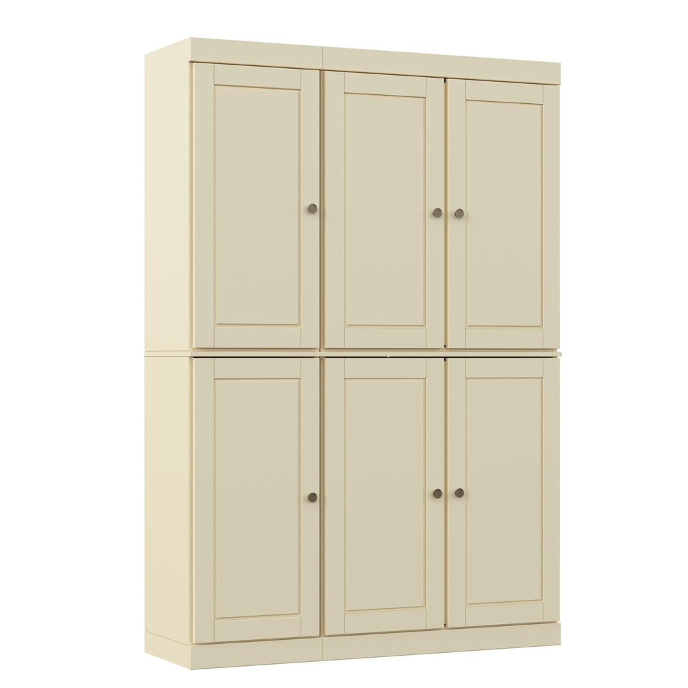 72" Sage Solid Wood Six Door Two Drawer Pantry Or Storage Closet