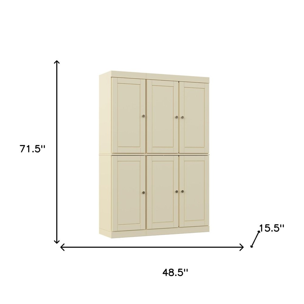 72" Sage Solid Wood Six Door Two Drawer Pantry Or Storage Closet