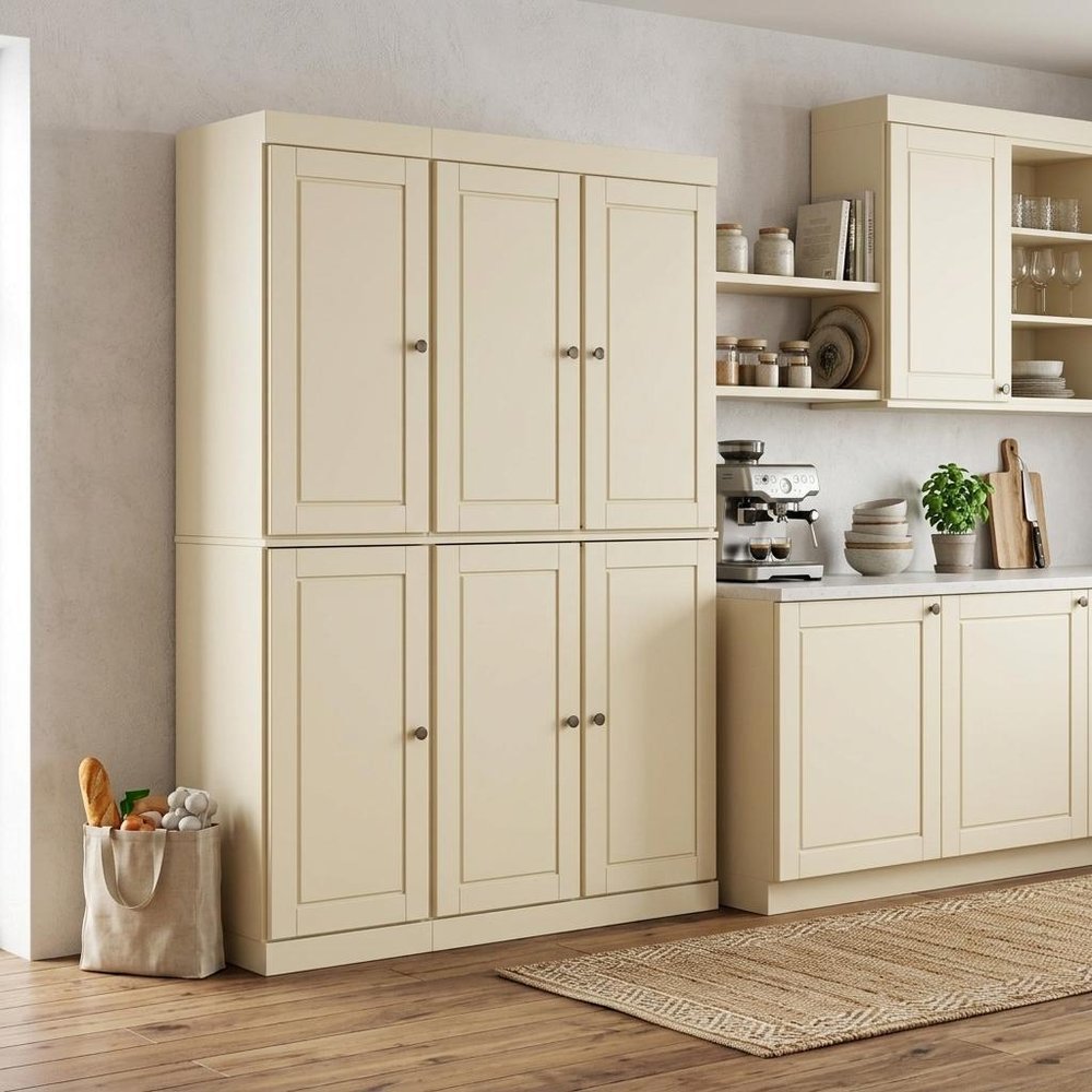 72" Sage Solid Wood Six Door Two Drawer Pantry Or Storage Closet