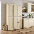 72" Yellow Solid Wood Six Door Two Drawer Pantry Or Storage Closet