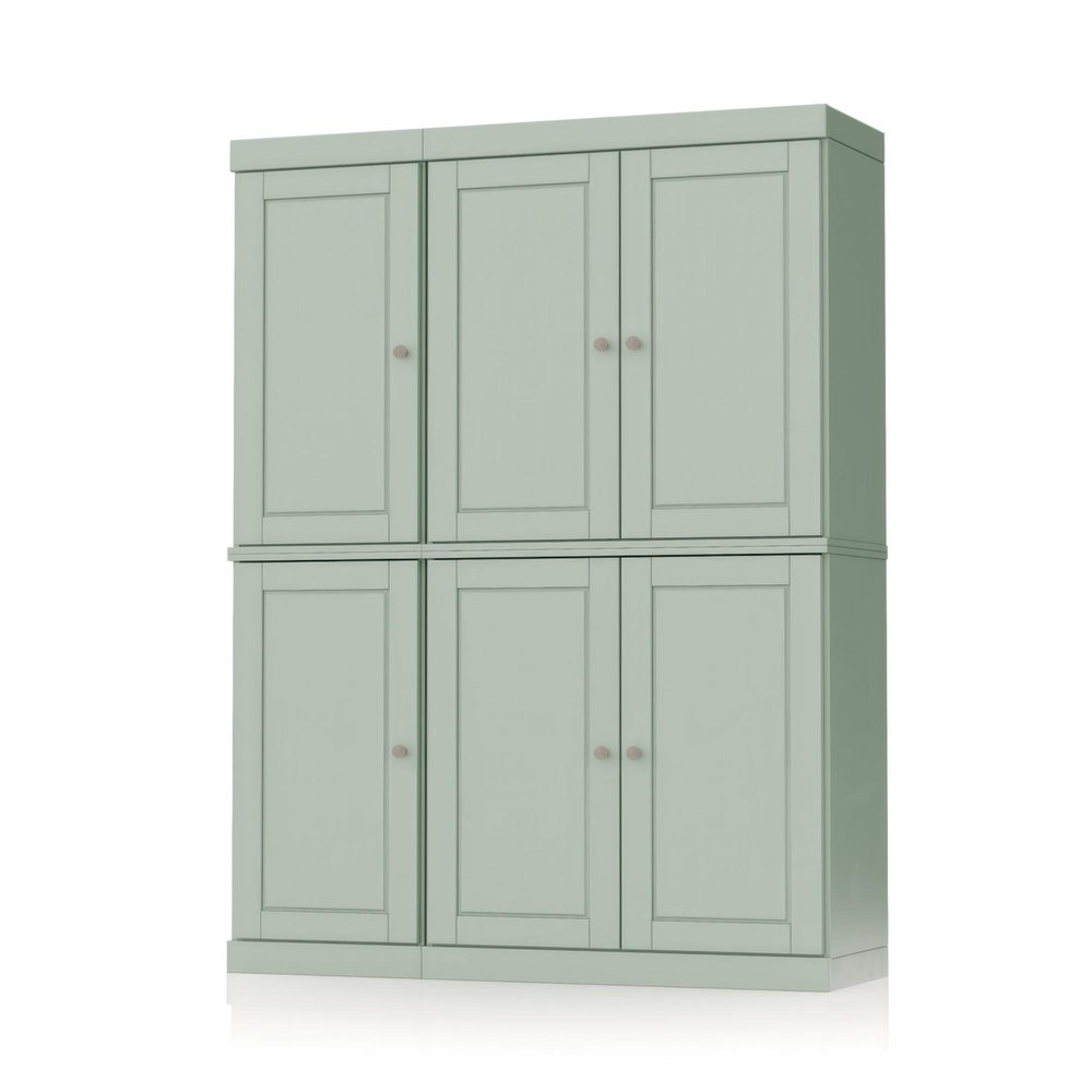 72" Sage Solid Wood Six Door Two Drawer Pantry Or Storage Closet