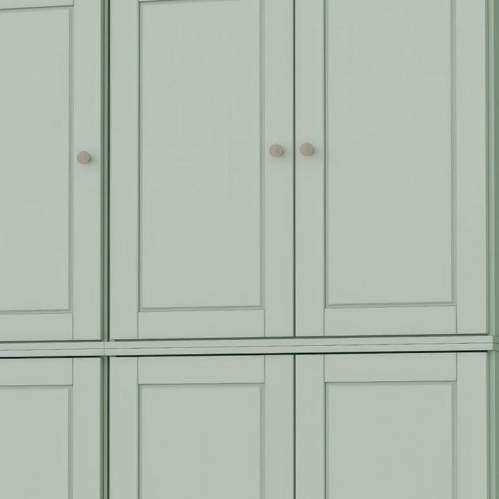 72" White Solid Wood Six Door Two Drawer Pantry Or Storage Closet on a white background